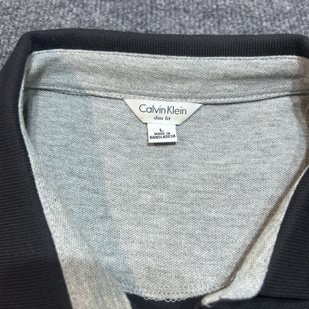 Calvin Klein Polo Shirt Mens Large Black Logo Collared Short Sleeves Casual - Picture 3 of 7